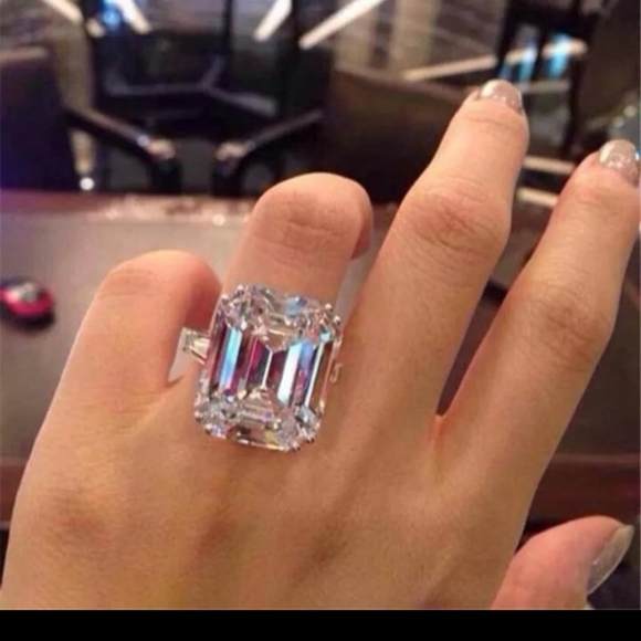 huitan Jewelry - New beautiful big square white crystal s925